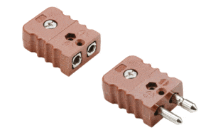 Standard two pin thermocouple connectors rated to 350 deg c