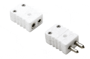 Standard two pin ceramic thermocouple connectors rated to 640 deg c