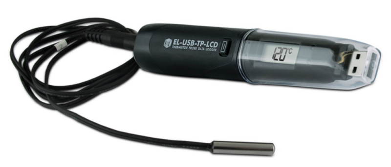 Data logger with thermistor probe