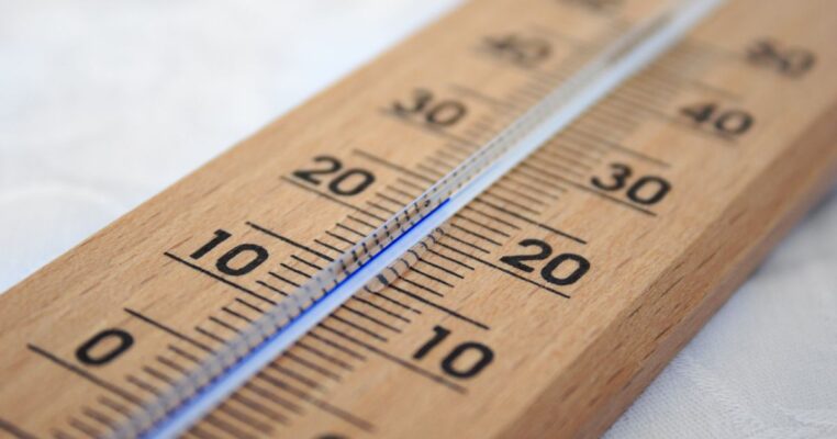 A thermometer measuring temperature