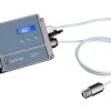 Optris CTi view of complete product including sensing head and electronics box with USB cable connected.